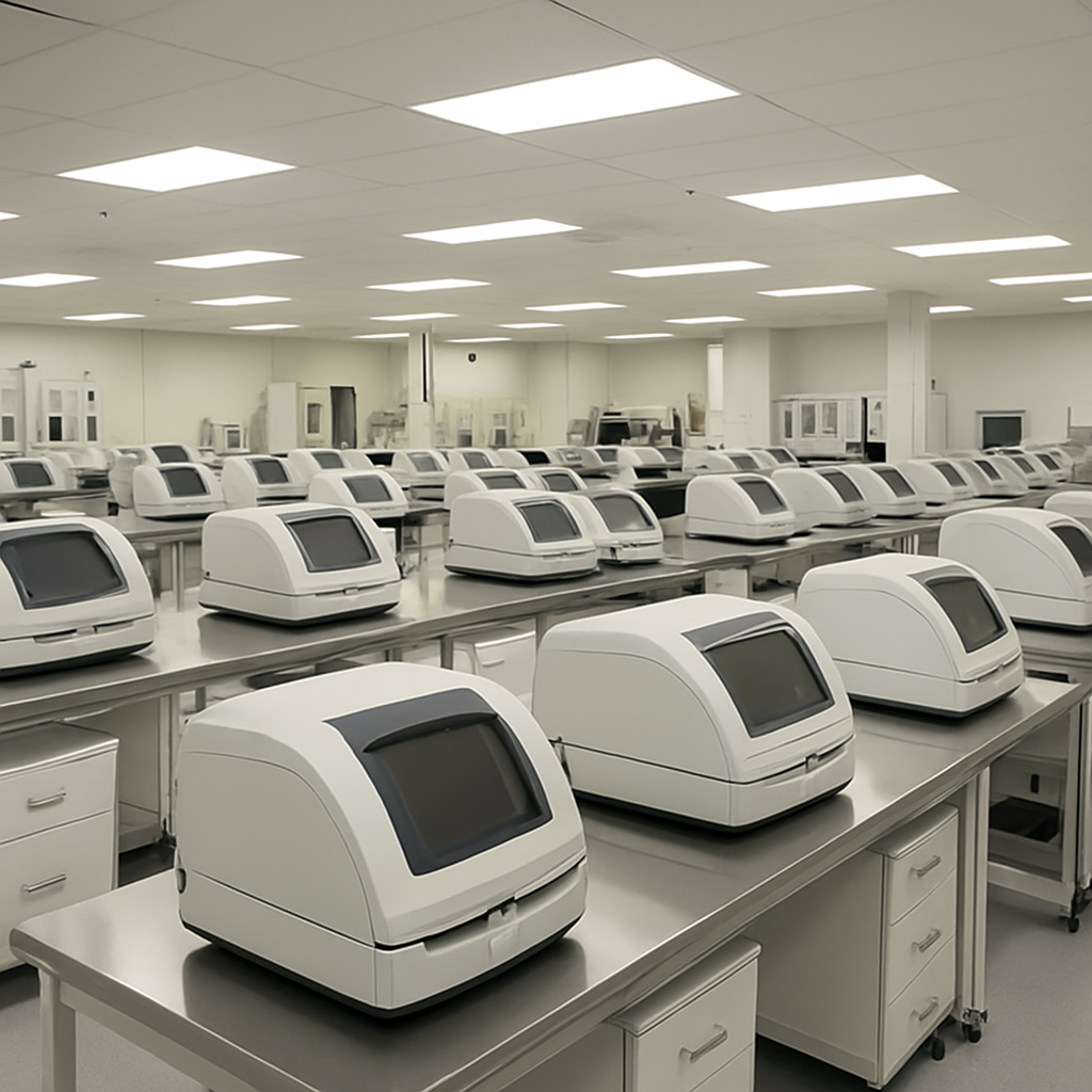High-throughput molecular diagnostics laboratory interior